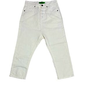 Sandrine Rose X Free People Cotton Linen Drop Crotch Button Fly Cream Size 24